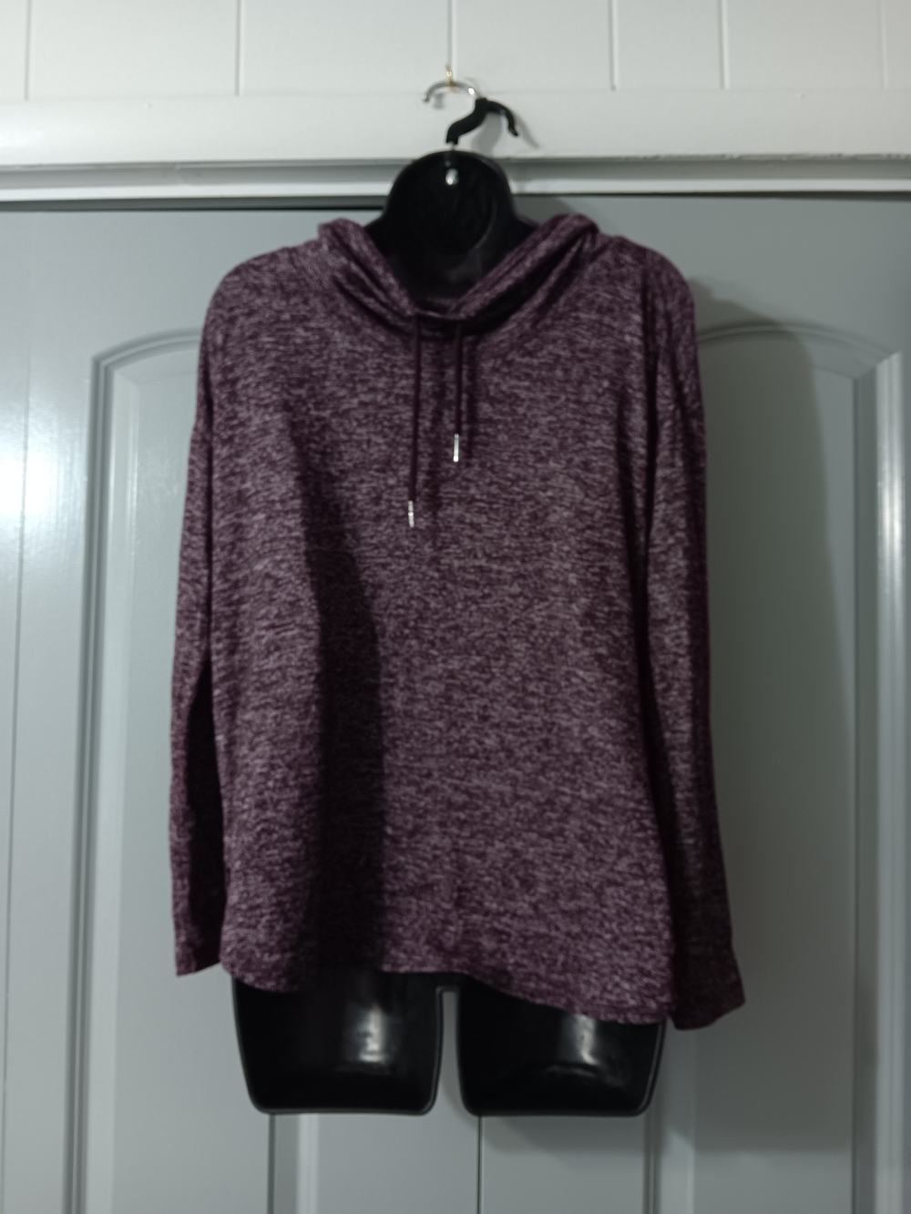Calvin Klein Performance long-sleeve burgundy marled cowlneck top